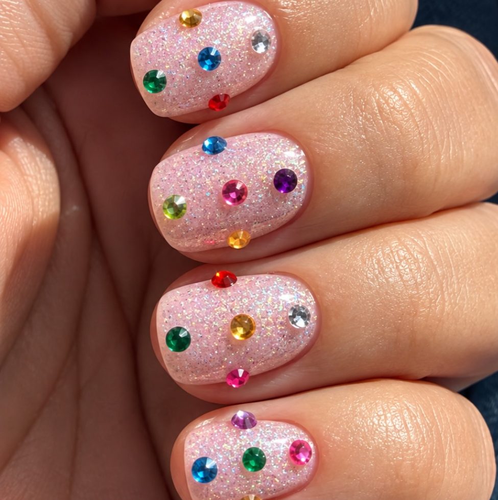 Nail art con pedrería